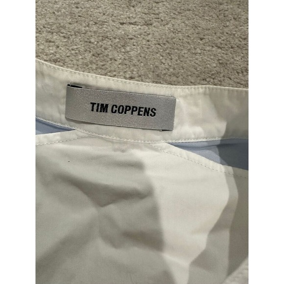 Tim coppens Men's White & Blue Long‎ Sleeve Button-Up Shirt Size S Casual - Picture 3 of 4